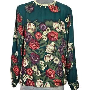 Vintage Pearl Embellished Neckline Blouse Size Small/6